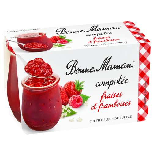 Compotée de Fraises & Framboises subtile Fleur de Sureau - Bonne Maman - 1