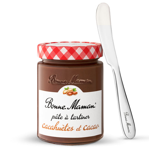 Pâte à tartiner Cacahuètes et Cacao 350g et son tartineur en métal - Bonne Maman - 1