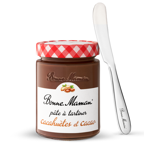 Pâte à tartiner Cacahuètes et Cacao 350g et son tartineur en métal - Bonne Maman - 1