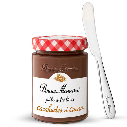 Pâte à tartiner Cacahuètes et Cacao 350g et son tartineur en métal - Bonne Maman - 1