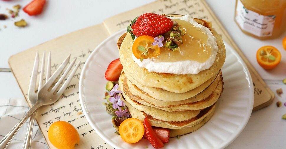 Pancakes Ricotta Nectarine Blanche